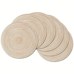 Set Of 6 Round Woven Placemats Waterproof Heat Insulation Pad