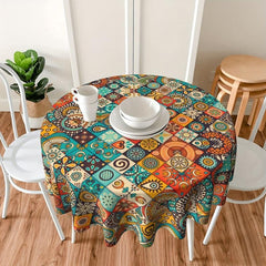 Boho Round Tablecloth 152.4cm Stain Resistant Water Repellent Table Cover