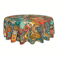 Boho Round Tablecloth 152.4cm Stain Resistant Water Repellent Table Cover