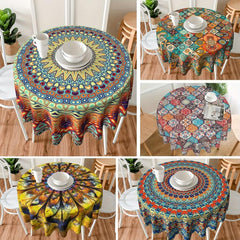 Boho Round Tablecloth 152.4cm Stain Resistant Water Repellent Table Cover