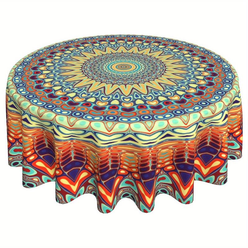 Boho Round Tablecloth 152.4cm Stain Resistant Water Repellent Table Cover