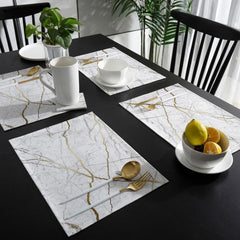6pcs Marble Pattern Linen Placemats for Dining Table