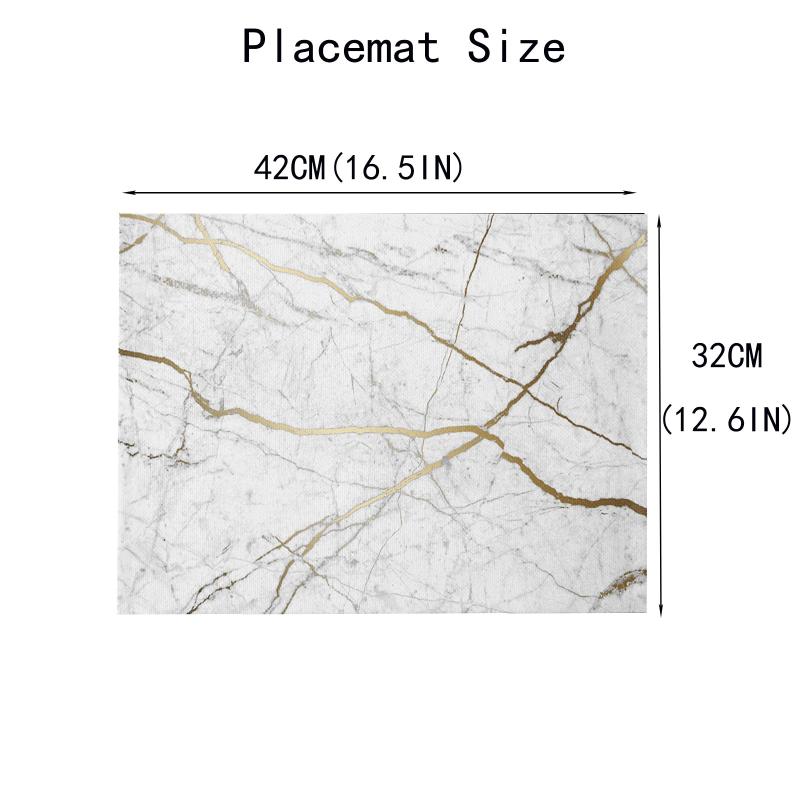 6pcs Marble Pattern Linen Placemats for Dining Table