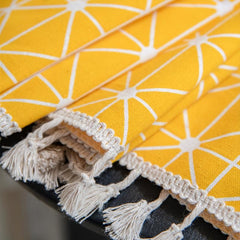 Western Geometric Linen Tablecloth with Fringe for Dining