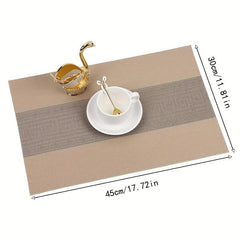 Set of 6 PVC Teslin Placemats Washable Reusable Contrasting Table Mats