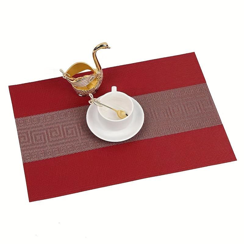 Set of 6 PVC Teslin Placemats Washable Reusable Contrasting Table Mats
