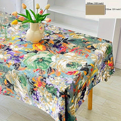 Waterproof Painting Tea Table Cloth Rectangular Household Decor