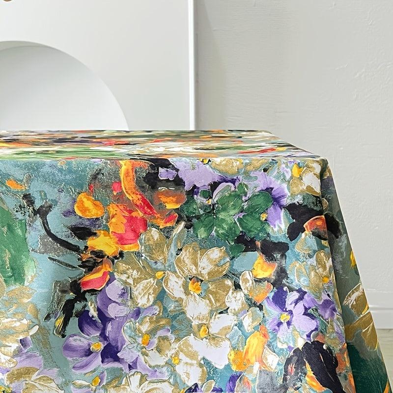 Waterproof Painting Tea Table Cloth Rectangular Household Decor