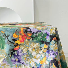 Waterproof Painting Tea Table Cloth Rectangular Household Decor