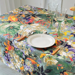 Waterproof Painting Tea Table Cloth Rectangular Household Decor