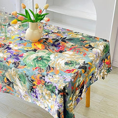 Waterproof Painting Tea Table Cloth Rectangular Household Decor