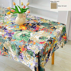 Waterproof Painting Tea Table Cloth Rectangular Household Decor