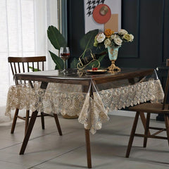 Waterproof Lace Macrame Table Cloth PVC Proof Table Protector