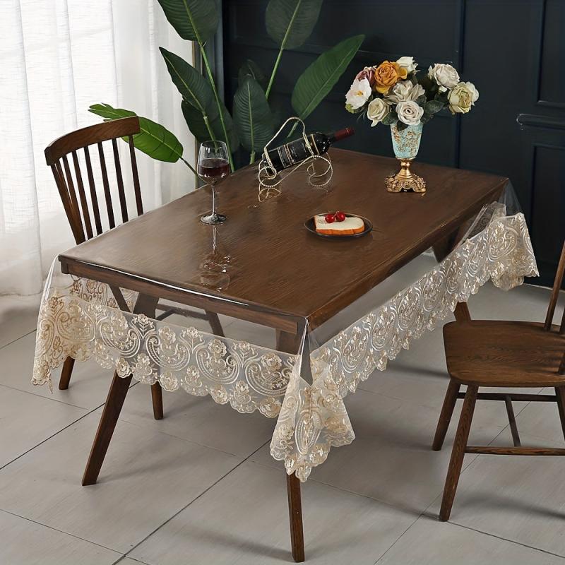 Waterproof Lace Macrame Table Cloth PVC Proof Table Protector
