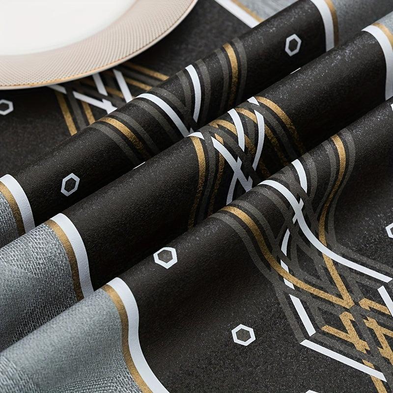 Grey Argyle PVC Tablecloth Waterproof Table Cover For Party