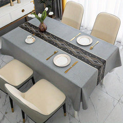 Grey Argyle PVC Tablecloth Waterproof Table Cover For Party