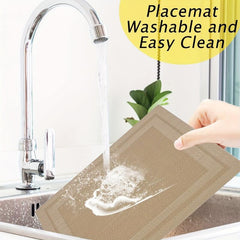 6pcs Plastic Placemats Solid Pvc Mat Heat Resistant Washable Table Pad