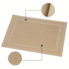 6pcs Plastic Placemats Solid Pvc Mat Heat Resistant Washable Table Pad