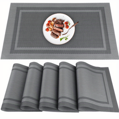 6pcs Plastic Placemats Solid Pvc Mat Heat Resistant Washable Table Pad