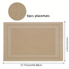 6pcs Plastic Placemats Solid Pvc Mat Heat Resistant Washable Table Pad