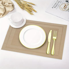 6pcs Plastic Placemats Solid Pvc Mat Heat Resistant Washable Table Pad