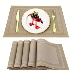 6pcs Plastic Placemats Solid Pvc Mat Heat Resistant Washable Table Pad