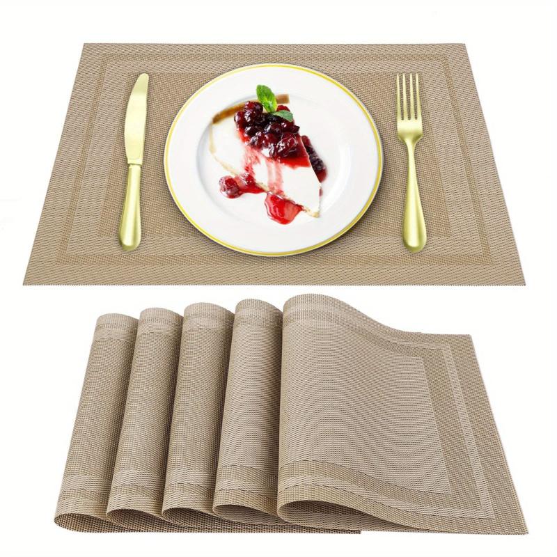6pcs Plastic Placemats Solid Pvc Mat Heat Resistant Washable Table Pad
