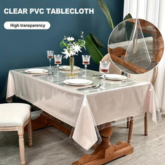 Clear Vinyl Tablecloth Waterproof Plastic Rectangular Clear Table Cover
