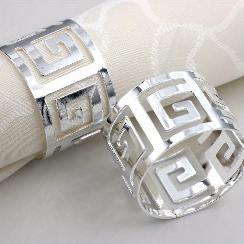 6pcs Hollow Napkin Rings Metal Western Dinner Plate Decoration