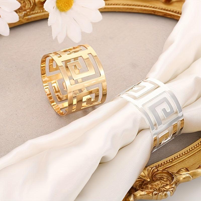 6pcs Hollow Napkin Rings Metal Western Dinner Plate Decoration