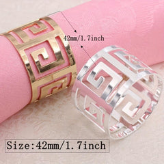 6pcs Hollow Napkin Rings Metal Western Dinner Plate Decoration