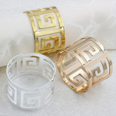 6pcs Hollow Napkin Rings Metal Western Dinner Plate Decoration