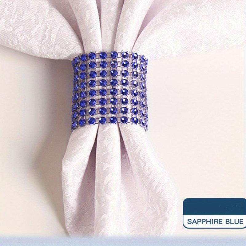10pcs Rhinestone Napkin Rings Golden Buckle Holders for Weddings