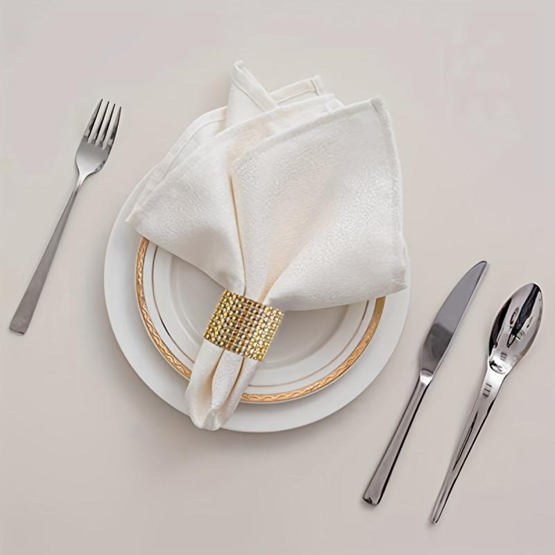 10pcs Rhinestone Napkin Rings Golden Buckle Holders for Weddings