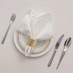 10pcs Rhinestone Napkin Rings Golden Buckle Holders for Weddings