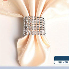 10pcs Rhinestone Napkin Rings Golden Buckle Holders for Weddings