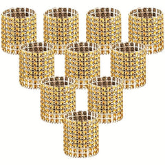 10pcs Rhinestone Napkin Rings Golden Buckle Holders for Weddings