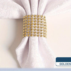 10pcs Rhinestone Napkin Rings Golden Buckle Holders for Weddings