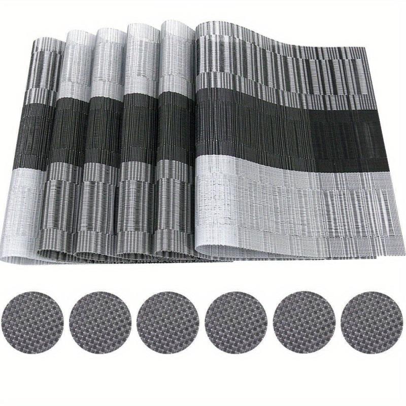 Set Of 6 PVC Placemats Heat Resistant Washable Plastic Placemat