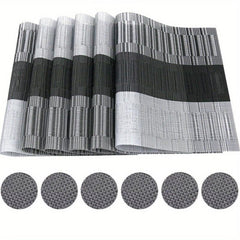 Set Of 6 PVC Placemats Heat Resistant Washable Plastic Placemat