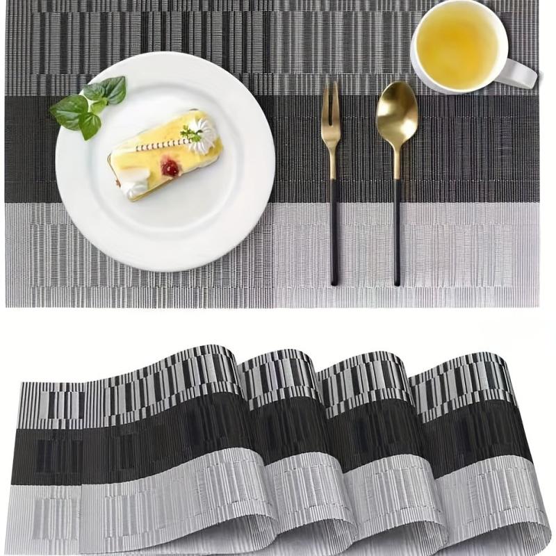 Set Of 6 PVC Placemats Heat Resistant Washable Plastic Placemat
