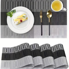 Set Of 6 PVC Placemats Heat Resistant Washable Plastic Placemat