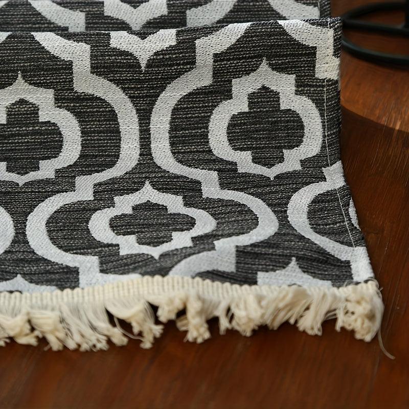 Grey Pot Pattern Polyester Table Runner for Home Decor