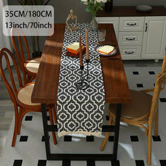 Grey Pot Pattern Polyester Table Runner for Home Decor