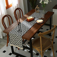 Grey Pot Pattern Polyester Table Runner for Home Decor