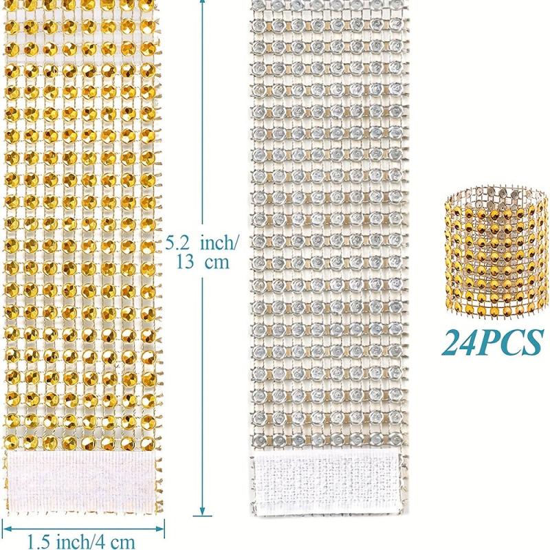 24pcs Rhinestone Napkin Ring Holder for Table Decoration - Holiday & Anniversary