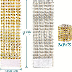 24pcs Rhinestone Napkin Ring Holder for Table Decoration - Holiday & Anniversary
