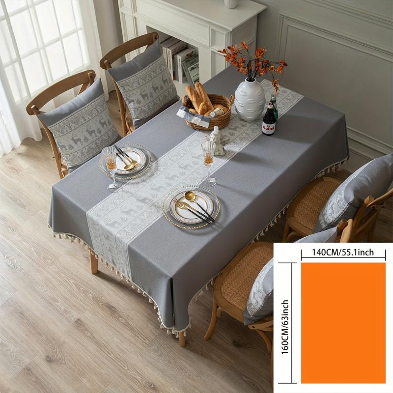 Christmas Tablecloth Solid Deer Pattern Jacquared Craft Table Cover