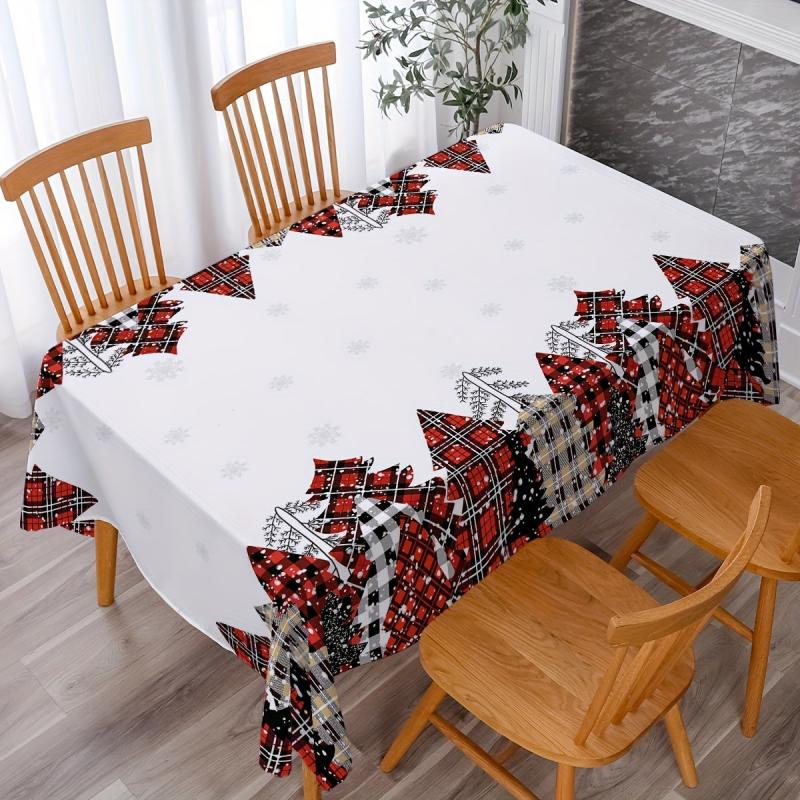 Polyester Merry Christmas Tablecloth Christmas Tree Pattern Table Cover