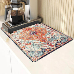 Non Slip Absorbent Boho Dish Drying Mat Soft Rubber Draining Pad